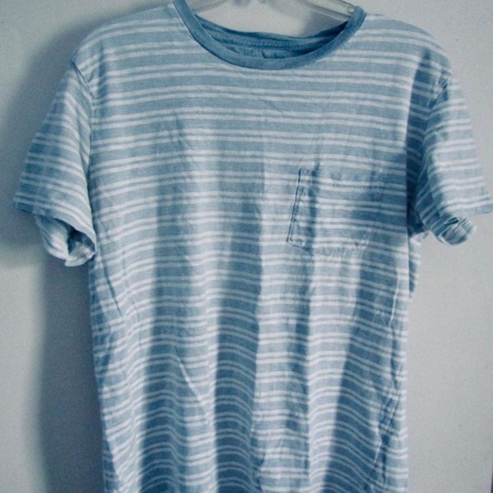 Light blue and white striped American Eagle shirt